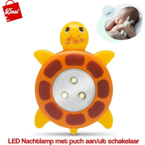 Deal LED Nachtlamp Met Push Aan & Uit Schakelaar - Schildpadje