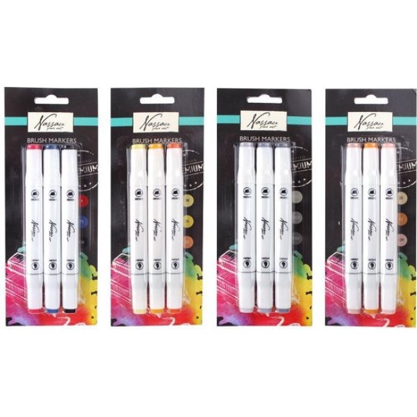 Nassau Fine Art Brush Markers - 4 x 3 Pack