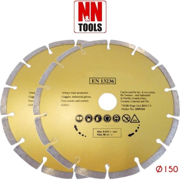 N&N Tools Diamantdoorslijpschijf Professional Multi Pack - 2 x 150 mm | Wet & Dry