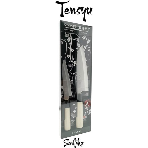 Tensyu Japan Hoogwaardig RVS Koksmessen Set - Petty Knive & Santoku