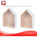 N&N Wonen Wand Decoratie Huisvorm - Set Van 2 - Wit