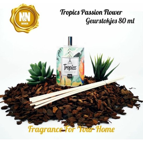 N&N Wonen Tropics Passion Flower Geurstokjes - 80 ml