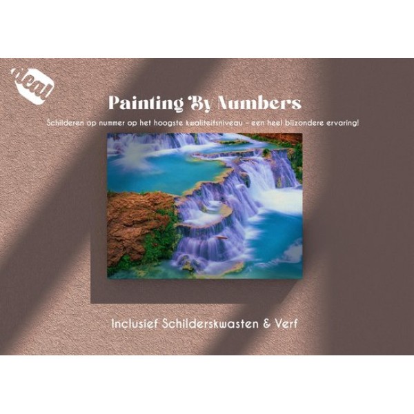 Deal Schilderen Op Nummer Voor Volwassenen Inclusief Lijst, Canvas, Schilderskwasten & Verf – 40 x 50 cm - Waterfall